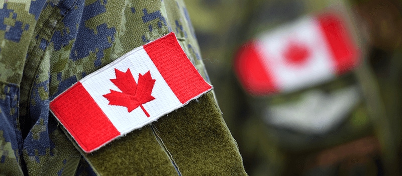 Canadian flag on military uniform