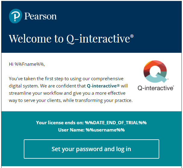 Q-interactive Sample Welcome email