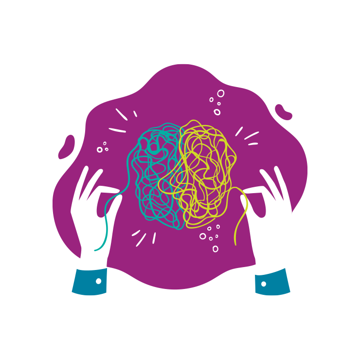 Illustration of a brain constructed of twine