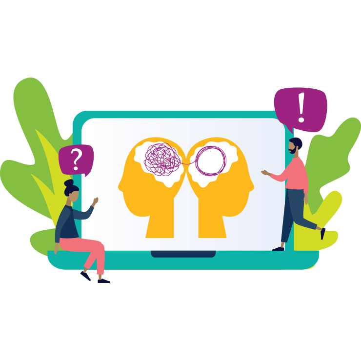 Illustration of two people discussing cognitive issues