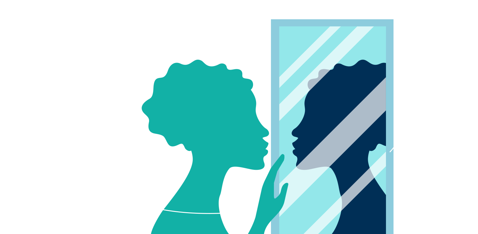 Illustration of a woman looking into a mirror